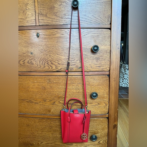 **SOLD** Tory Burch Red Perry Mini Tote Crossbody - Picture 12 of 14